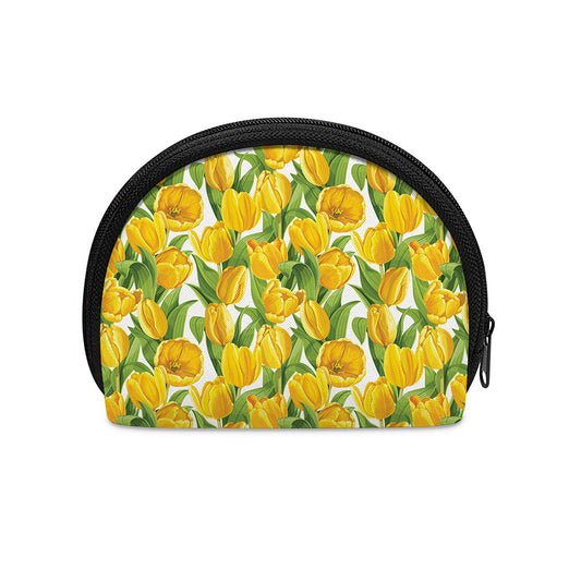 Yellow Spring Tulip Pattern Print Coin Purse