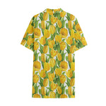 Yellow Spring Tulip Pattern Print Cotton Hawaiian Shirt