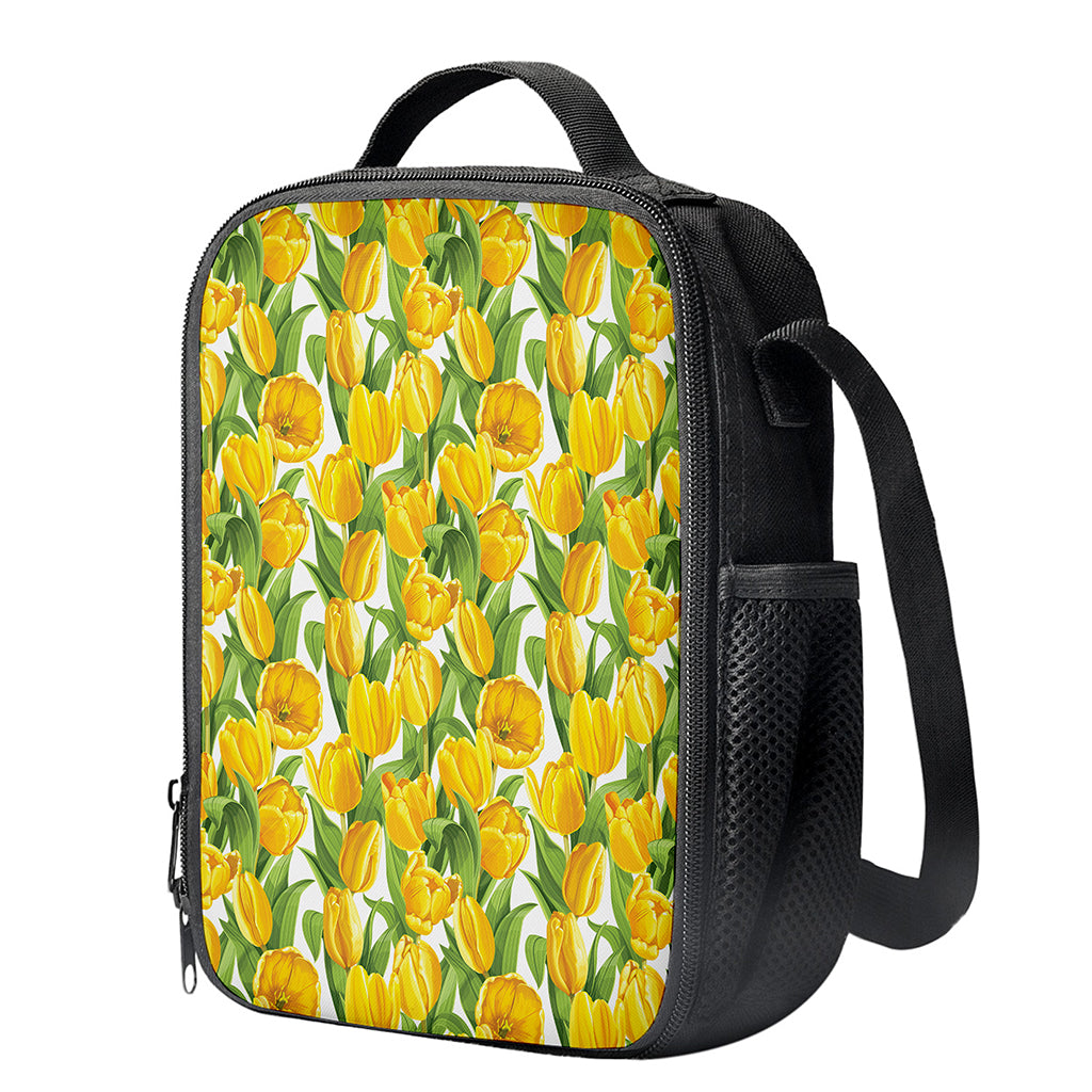 Yellow Spring Tulip Pattern Print Crossbody Lunch Bag