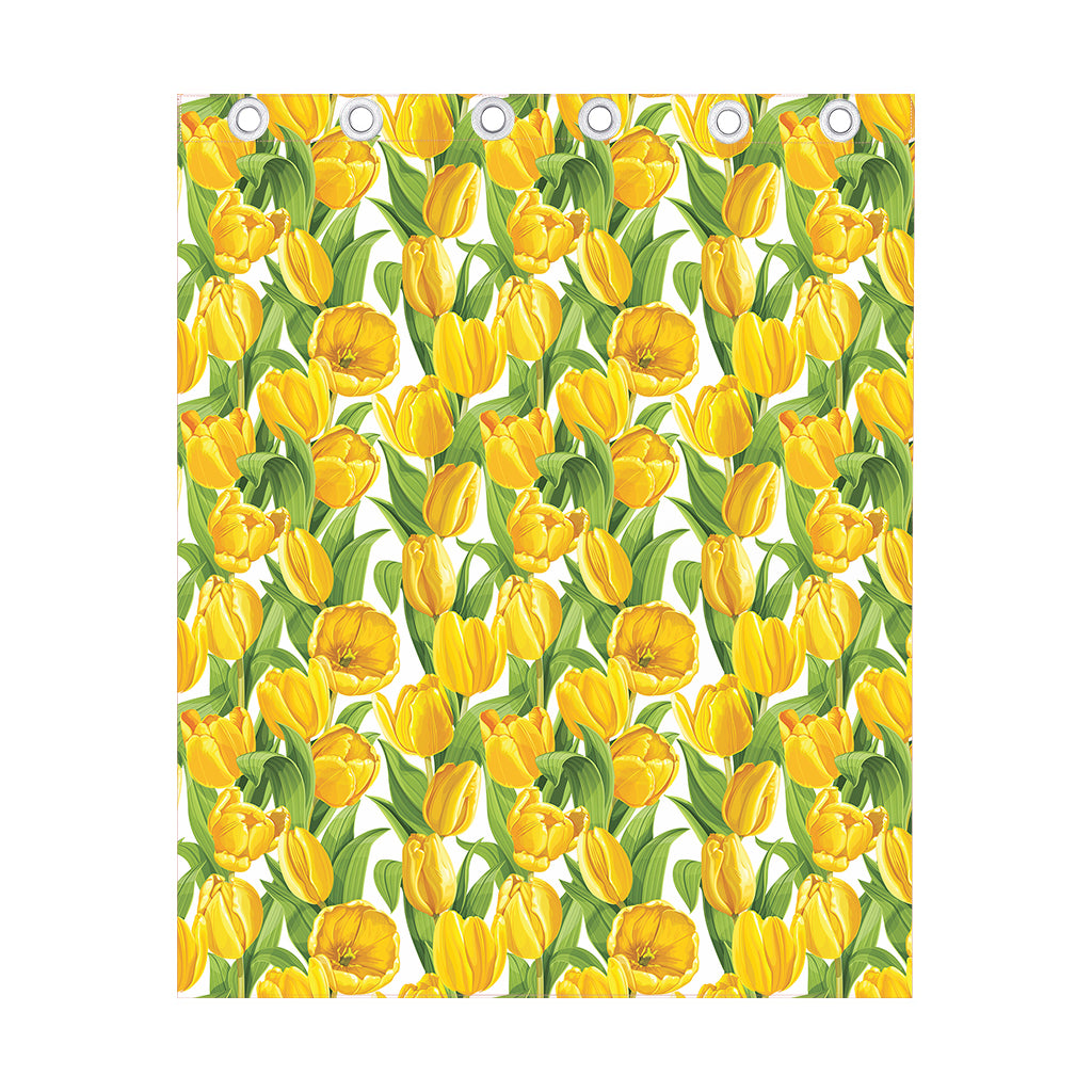Yellow Spring Tulip Pattern Print Curtain