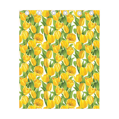 Yellow Spring Tulip Pattern Print Curtain