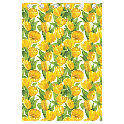 Yellow Spring Tulip Pattern Print Curtain