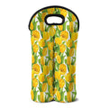 Yellow Spring Tulip Pattern Print Double Neoprene Wine Tote