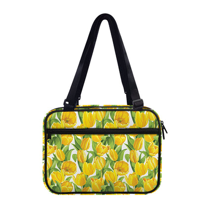 Yellow Spring Tulip Pattern Print Double Strap Bible Bag