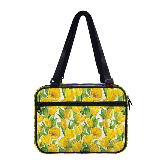 Yellow Spring Tulip Pattern Print Double Strap Bible Bag