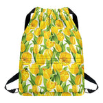 Yellow Spring Tulip Pattern Print Drawstring Backpack