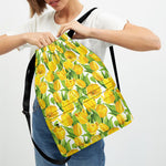 Yellow Spring Tulip Pattern Print Drawstring Backpack