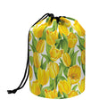 Yellow Spring Tulip Pattern Print Drawstring Makeup Bag