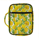 Yellow Spring Tulip Pattern Print Front Pocket Bible Bag