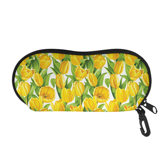Yellow Spring Tulip Pattern Print Glasses Case
