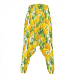 Yellow Spring Tulip Pattern Print Hammer Pants