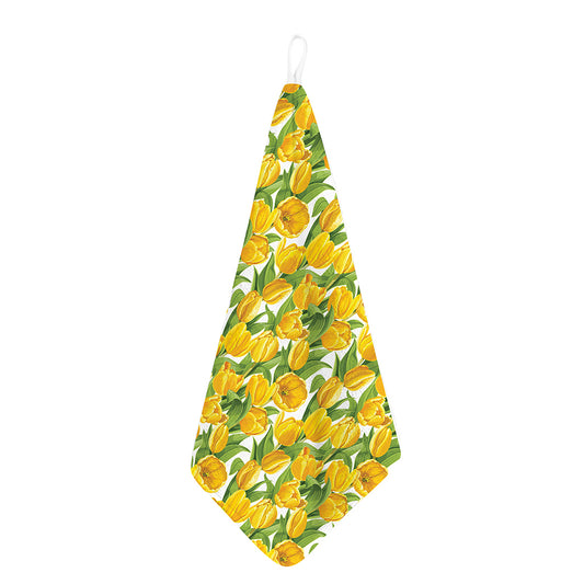 Yellow Spring Tulip Pattern Print Hand Towel