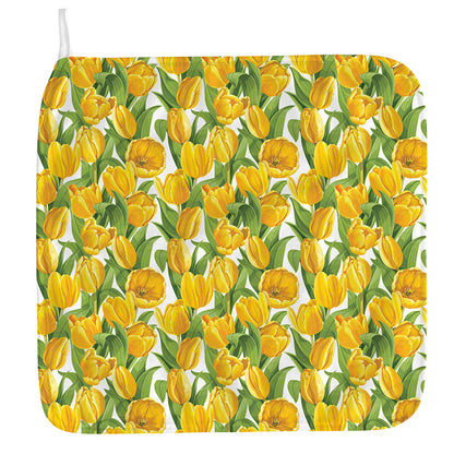 Yellow Spring Tulip Pattern Print Hand Towel