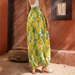 Yellow Spring Tulip Pattern Print Harem Pants