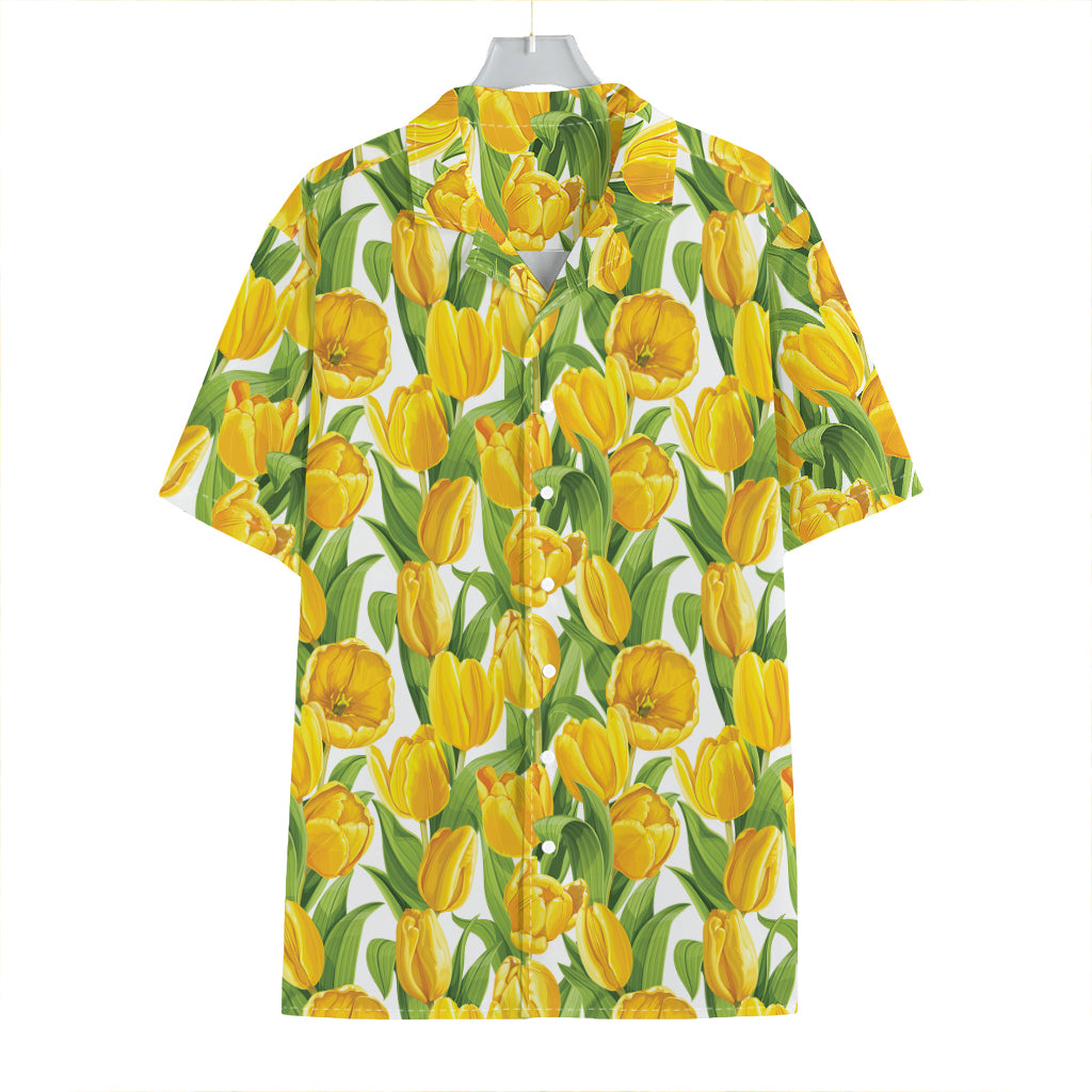 Yellow Spring Tulip Pattern Print Hawaiian Shirt