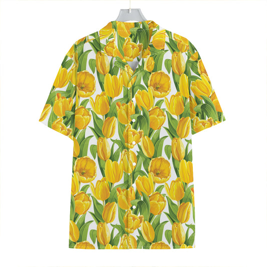 Yellow Spring Tulip Pattern Print Hawaiian Shirt