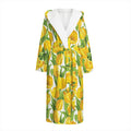 Yellow Spring Tulip Pattern Print Hooded Bathrobe