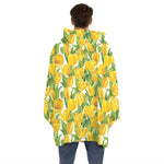 Yellow Spring Tulip Pattern Print Hoodie Blanket
