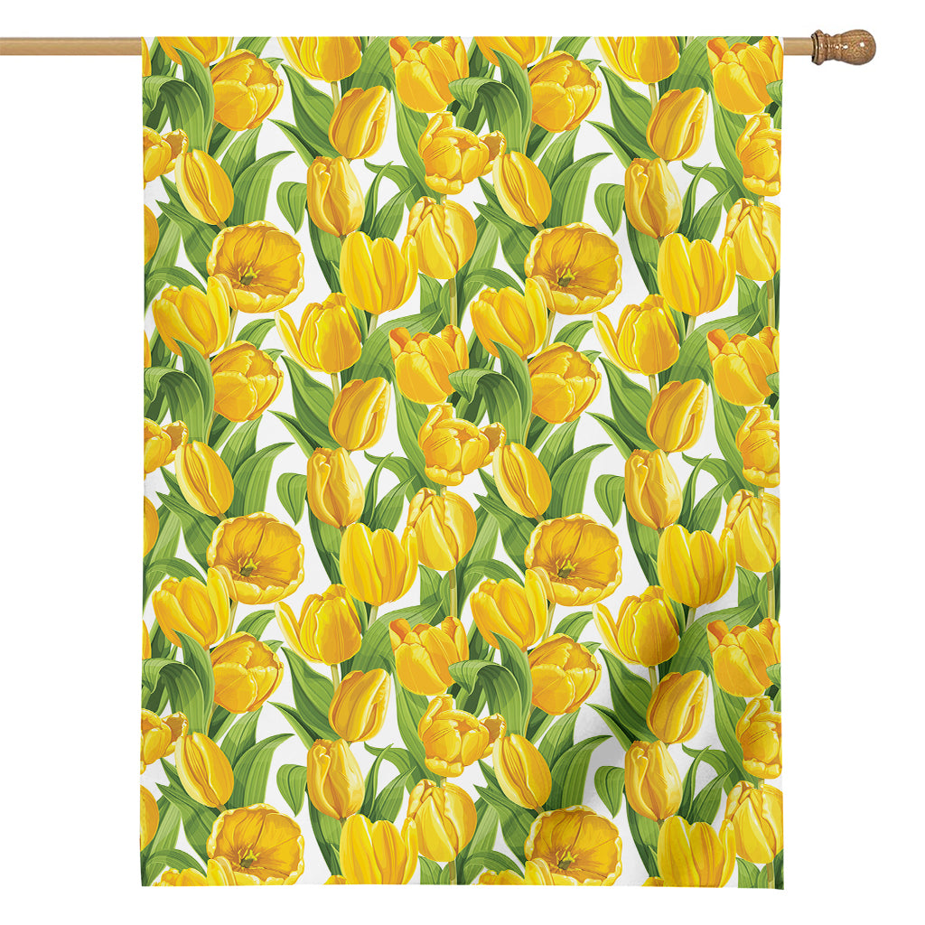 Yellow Spring Tulip Pattern Print House Flag