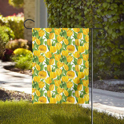 Yellow Spring Tulip Pattern Print House Flag