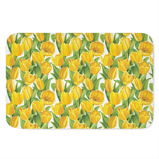 Yellow Spring Tulip Pattern Print Indoor Door Mat