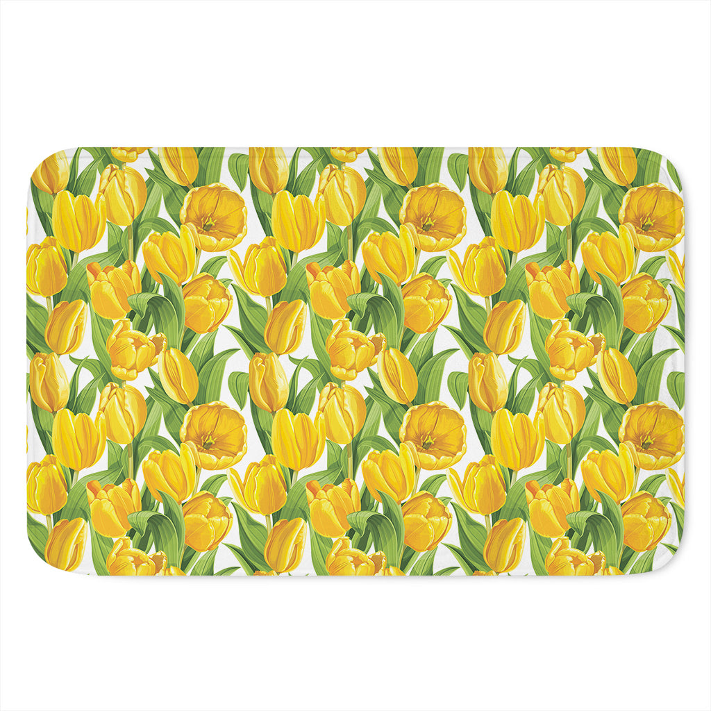 Yellow Spring Tulip Pattern Print Indoor Door Mat