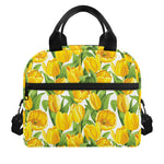 Yellow Spring Tulip Pattern Print Insulated Lunch Bag