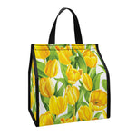 Yellow Spring Tulip Pattern Print Insulated Lunch Tote
