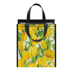 Yellow Spring Tulip Pattern Print Insulated Lunch Tote