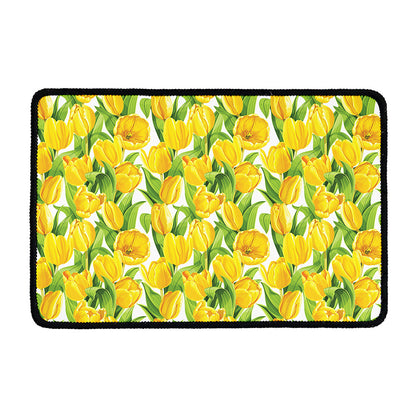Yellow Spring Tulip Pattern Print Kitchen Mat