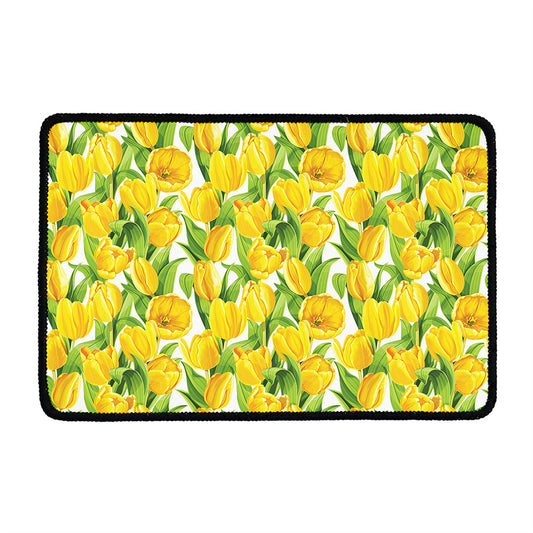 Yellow Spring Tulip Pattern Print Kitchen Mat