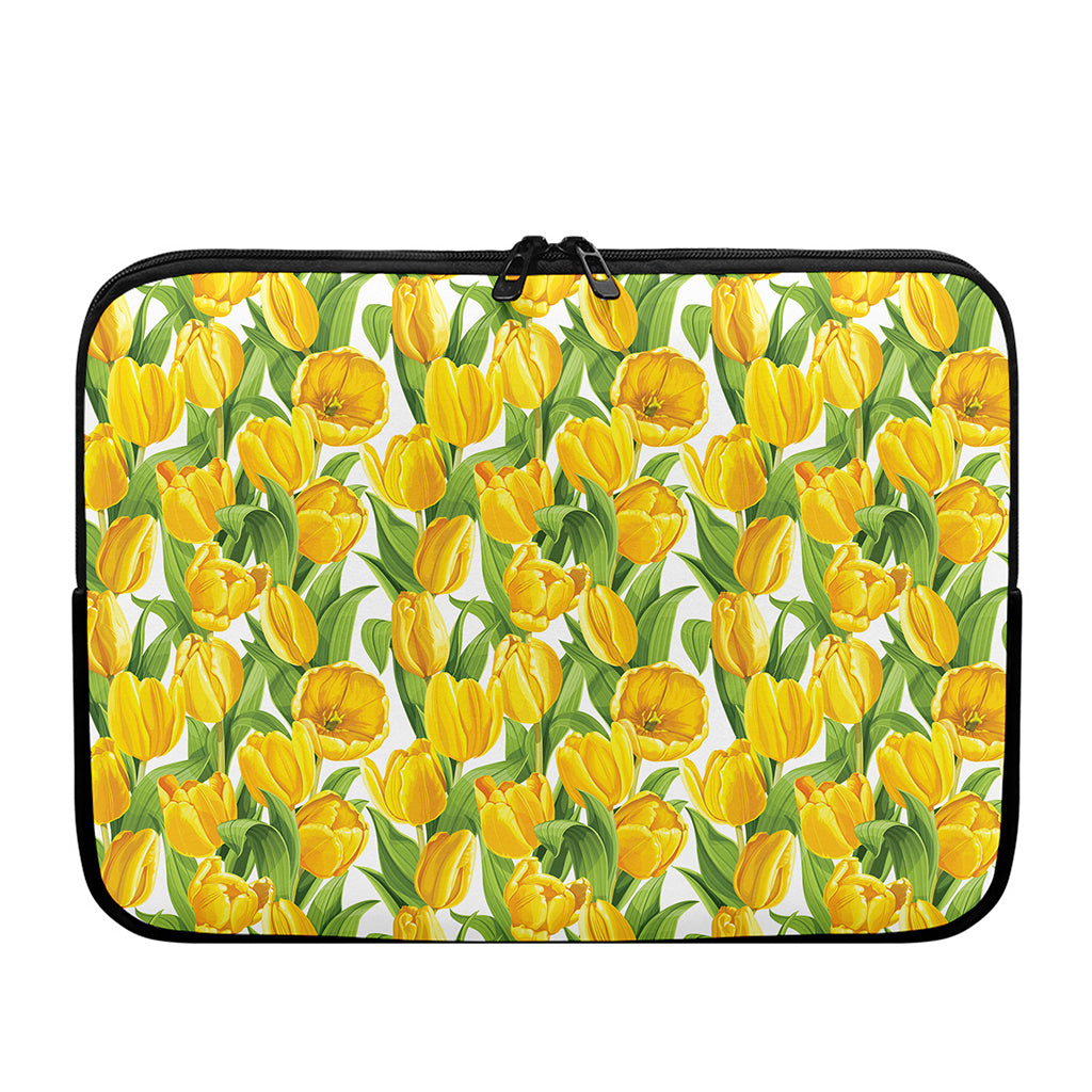 Yellow Spring Tulip Pattern Print Laptop Sleeve