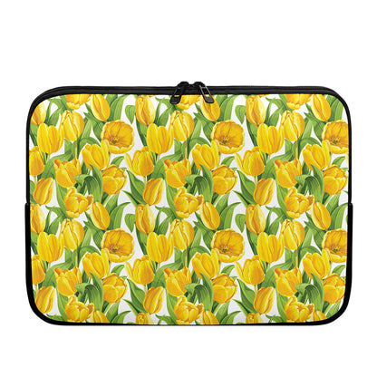 Yellow Spring Tulip Pattern Print Laptop Sleeve