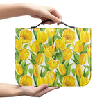 Yellow Spring Tulip Pattern Print Leather Bible Cover