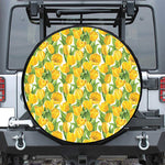 Yellow Spring Tulip Pattern Print Leather Spare Tire Cover