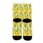 Yellow Spring Tulip Pattern Print Long Socks