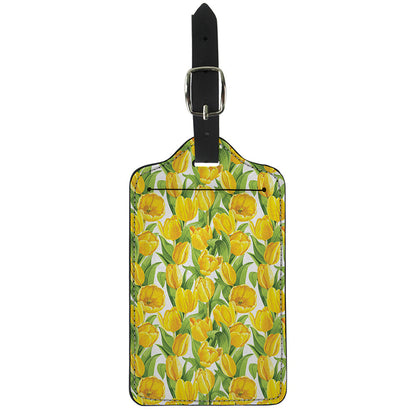 Yellow Spring Tulip Pattern Print Luggage Tag