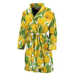 Yellow Spring Tulip Pattern Print Men's Bathrobe