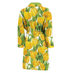 Yellow Spring Tulip Pattern Print Men's Bathrobe