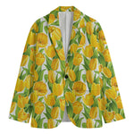 Yellow Spring Tulip Pattern Print Men's Blazer
