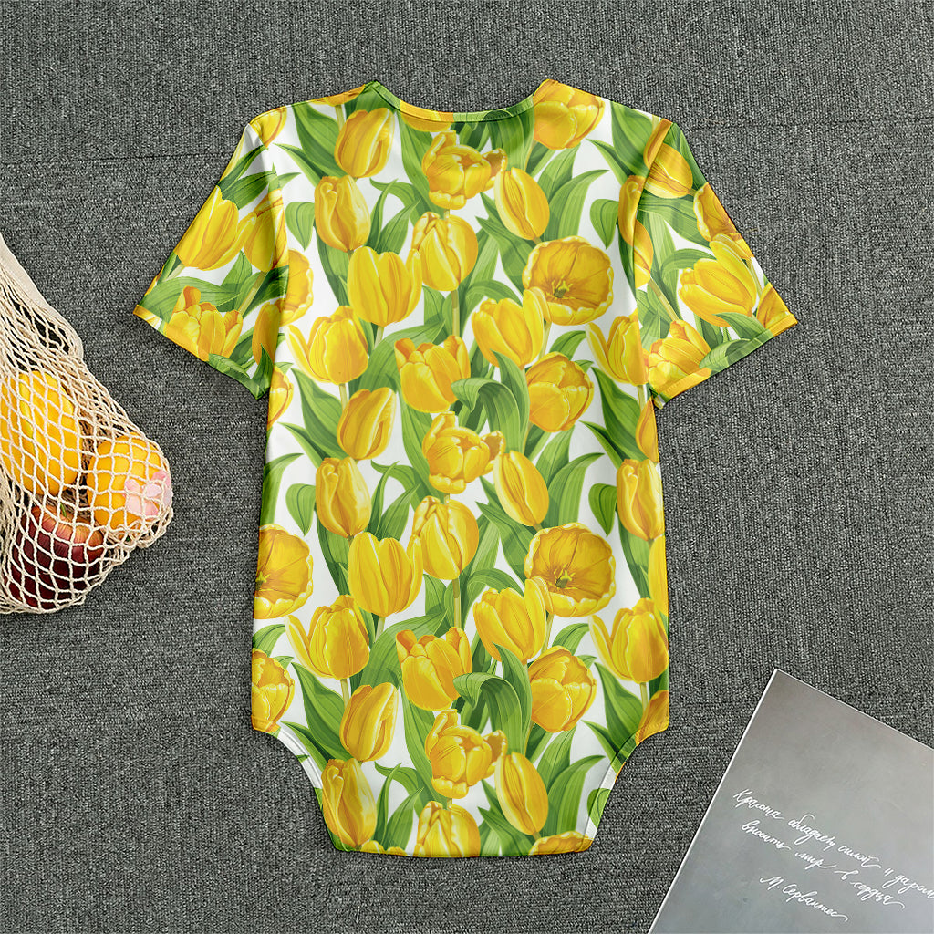 Yellow Spring Tulip Pattern Print Men's Bodysuit