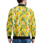 Yellow Spring Tulip Pattern Print Men's Bomber Jacket