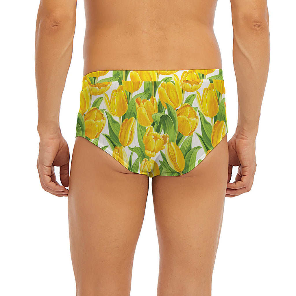 Yellow Spring Tulip Pattern Print Men's Briefs
