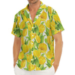 Yellow Spring Tulip Pattern Print Men's Deep V-Neck Shirt