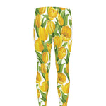 Yellow Spring Tulip Pattern Print Men's leggings
