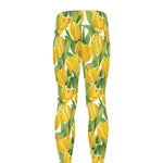 Yellow Spring Tulip Pattern Print Men's leggings