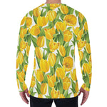 Yellow Spring Tulip Pattern Print Men's Long Sleeve T-Shirt