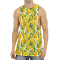 Yellow Spring Tulip Pattern Print Men's Muscle Tank Top