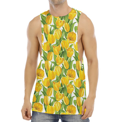 Yellow Spring Tulip Pattern Print Men's Muscle Tank Top