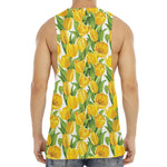 Yellow Spring Tulip Pattern Print Men's Muscle Tank Top